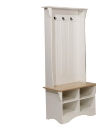 Whitman Hallway Tree With Bench Seating, 3 Single Coat Hooks And Lower Storage With Adjustable Shelves