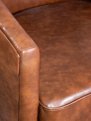 Wyn Faux Leather Upholstered Club Style Barrel Chair With Sloped Armrests And 360 Degree Swivel Base