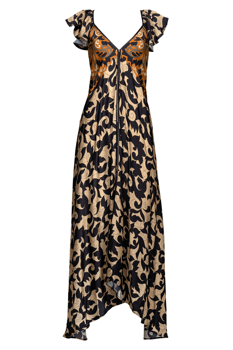 Abia Dress - Black-Beige