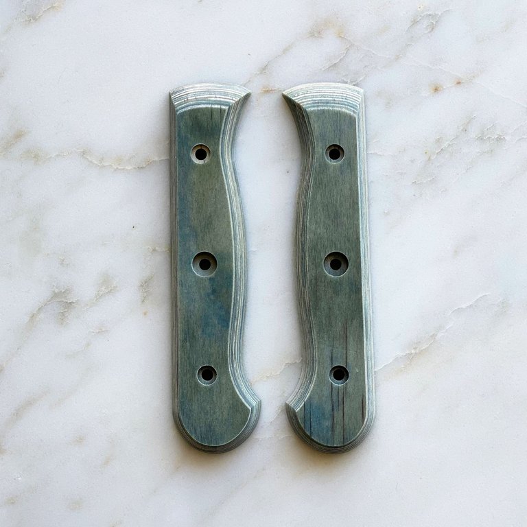 Custom Repurposed Wood Handle Set, Indigo, Large - Blue