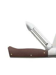 Messermeister Adventure Chef Folding Paring Knife, Peeler, Scaler Set, Carbonized Maple