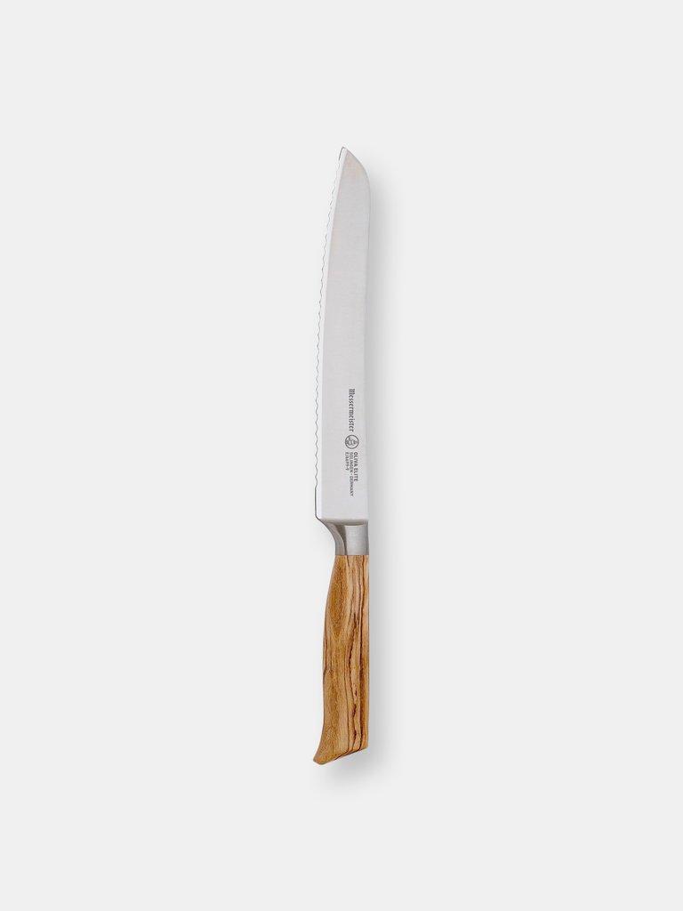 Messermeister Oliva Elite Scalloped Bread Knife, 9 Inch - Olive Wood