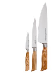 Messermeister Oliva Elite Starter Knife Set, 3 Piece - Olive Wood