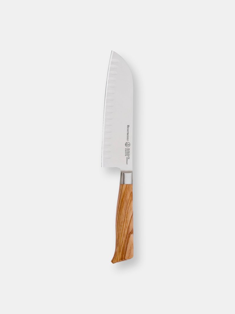 Messermesiter Oliva Elite Kullenschliff Santoku Knife, 7 Inch - Olive Wood