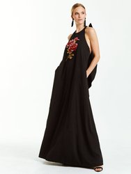 Adelina Gown - Black/Rose Embroidery