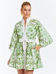 Carmen Mini Dress - Green/Ivory - Green/Ivory