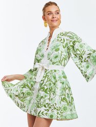 Carmen Mini Dress - Green/Ivory