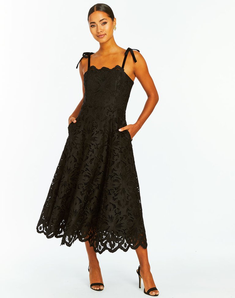 Cataleya Midi Dress - Black Lace - Black Lace