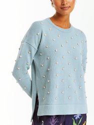Dolcetto Embellished Sweater - Cadiz Blue/ Pearl Embellishment