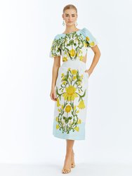 Eileen Midi Dress - Blue/Yellow Multi