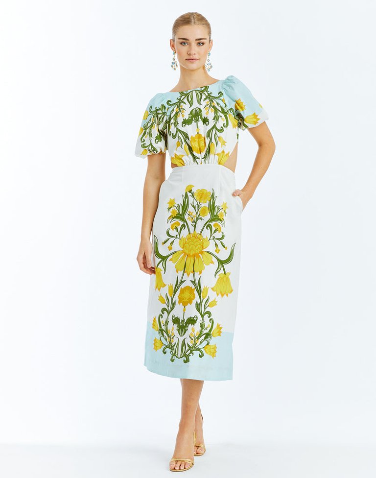 Eileen Midi Dress - Blue/Yellow Multi