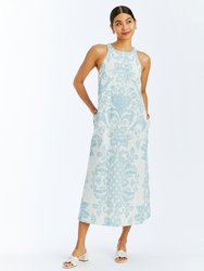 Farfalle Midi Dress - Blue/Ivory
