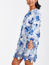 Flora Mini Dress - Blue/Ivory Multi