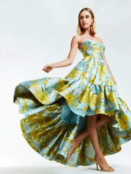 Georgiana Gown - Blue/Yellow Peonia