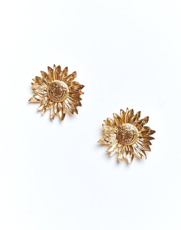 Gwen Sunflower Earrings - Gold