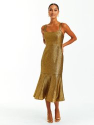 Jody Midi Dress - Metallic Gold Tweed