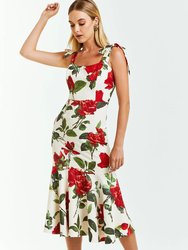 Jody Midi Dress - Red Rose Garden