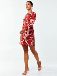 Katalin Mini Dress - Red/Orange Retro Kaleidoscope