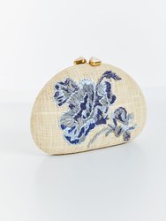 Rafé x Mestiza Dome Straw Clutch Bag - Porcelain Blue/Natural