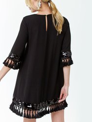 Shimmy Shimmy Tassel Dress - Black