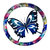 Butterfly Blue Black Round Framed Wall Art - Blue/Black