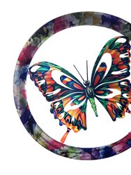 Butterfly Multi Round Framed Wall Art - Multi Color