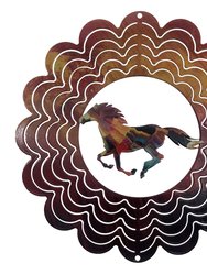 Kaleidoscope Mayan Sun Horse Wind Spinner - Red