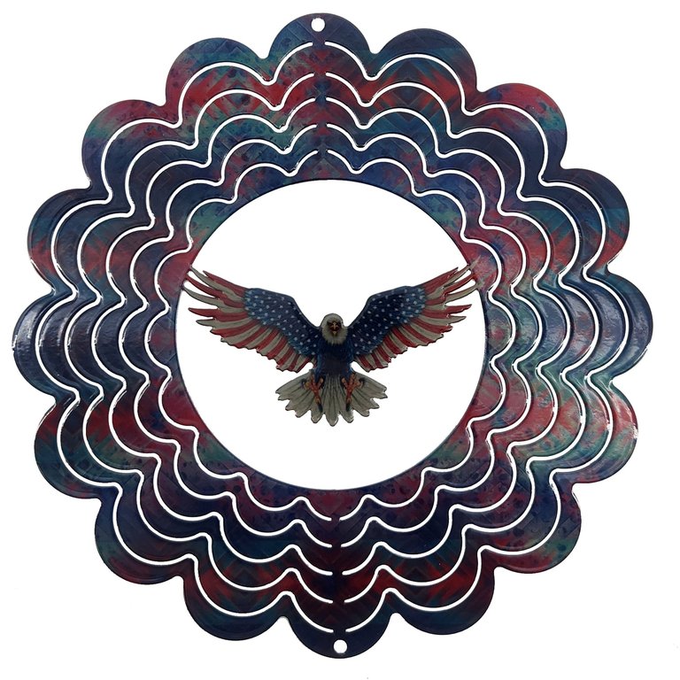 Kaleidoscope Screaming Eagle Wind Spinner - Red/Blue
