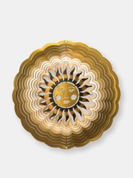 Small Sun Face Antique Gold Wind Spinner - Gold