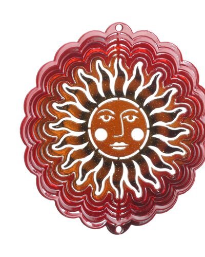 Metal Art Maker Small Sun Face Antique Red/Copper Wind Spinner product
