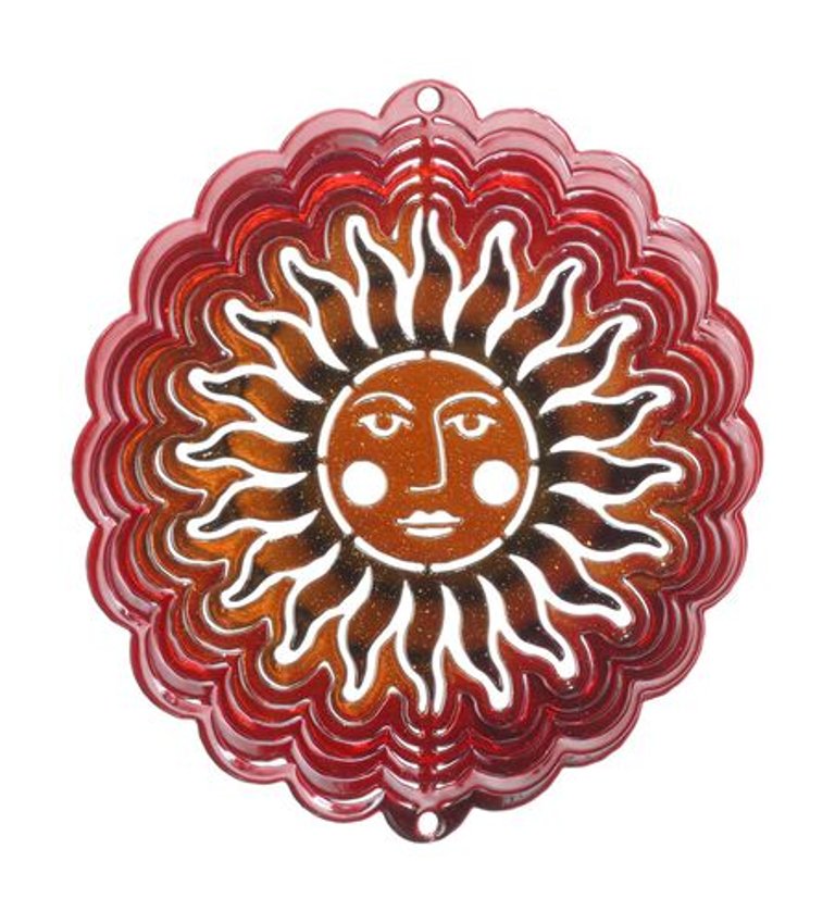 Small Sun Face Antique Red/Copper Wind Spinner - Brown