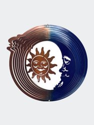 Small Sun Moon Blue Copper Wind Spinner - Blue/Copper