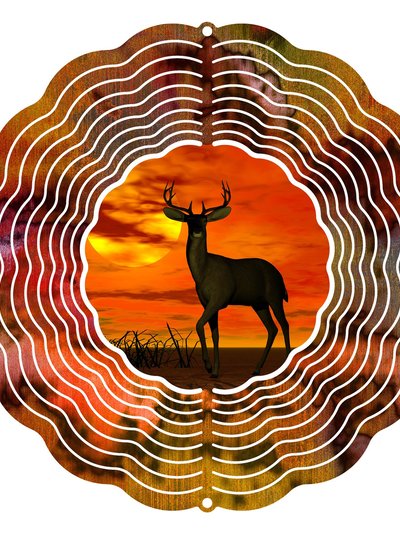 Metal Art Maker Sunset Deer Wind Spinner product