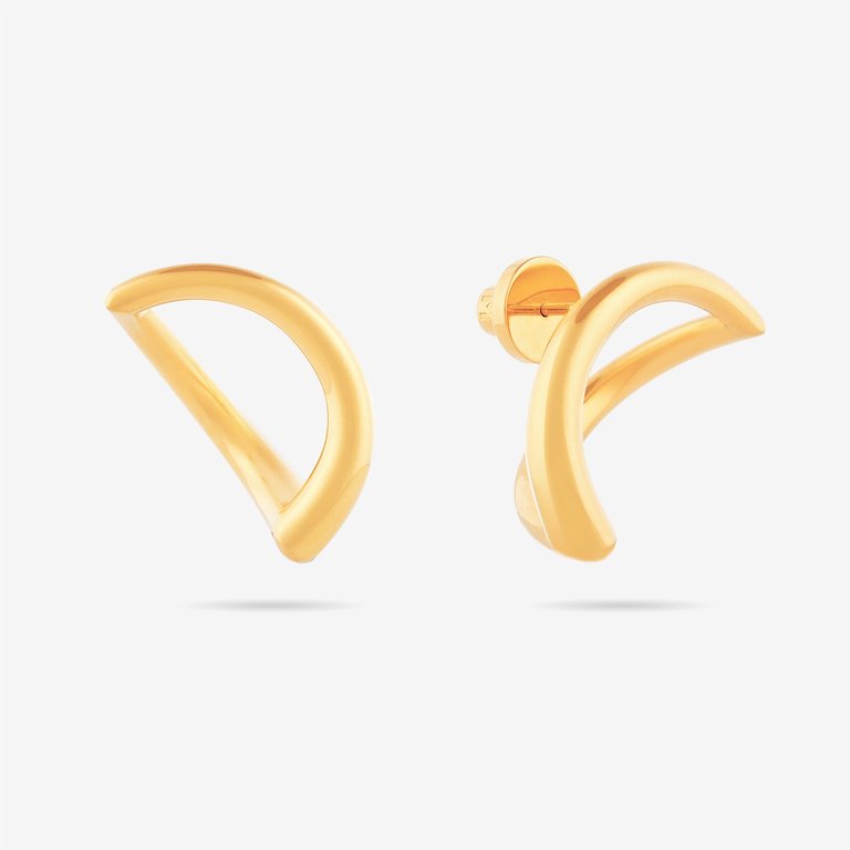 Abstract Crescent Moon Earrings - Gold