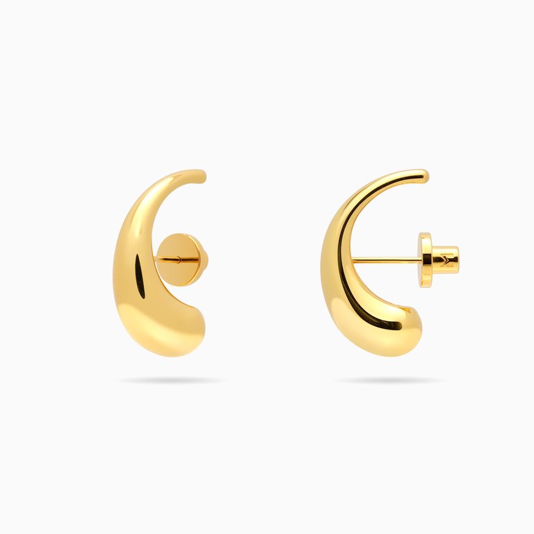 Abstract Curved Waterdrop Earrings - Gold