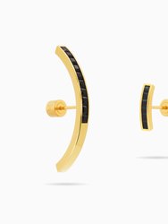 Arc Pave CZ Mismatched Earrings - Gold/Black