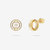 Circle And Arc Pave CZ Stud Earrings - Gold