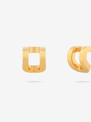 Curved Rectangle Stud Earrings - Gold