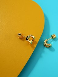 Curved Rectangle Stud Earrings