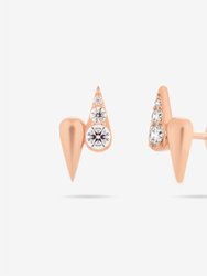 Double Waterdrop Stud Earrings - Rose Gold