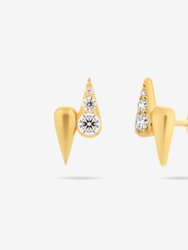 Double Waterdrop Stud Earrings - Gold