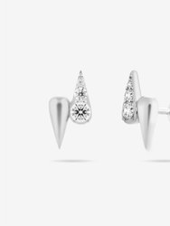 Double Waterdrop Stud Earrings - Silver