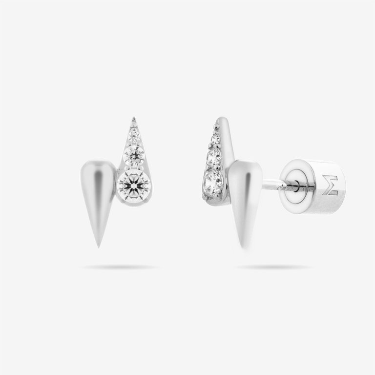 Double Waterdrop Stud Earrings - Silver