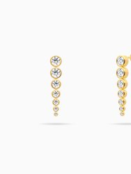 Graduated Bezel Set CZ Chain Dangle Earrings - Gold