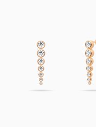 Graduated Bezel Set CZ Chain Dangle Earrings - Rose Gold