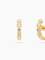 Graduated Bezel Set CZ Huggie Earrings - Gold