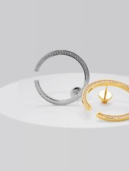 Large Hoop And Cuff Earrings With Pave CZ