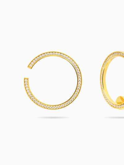 Meulien Large Hoop And Cuff Earrings With Pave CZ product