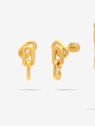 Long Or Short Convertible Link Chain Dangle Earrings - Gold