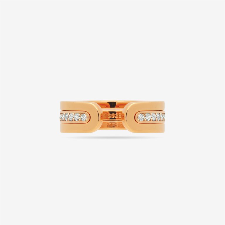 Modular Thin Band Ring Set With Pave CZ - Rose Gold